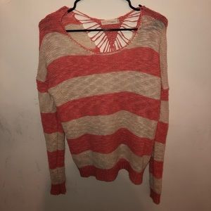 Striped over size knit sweater